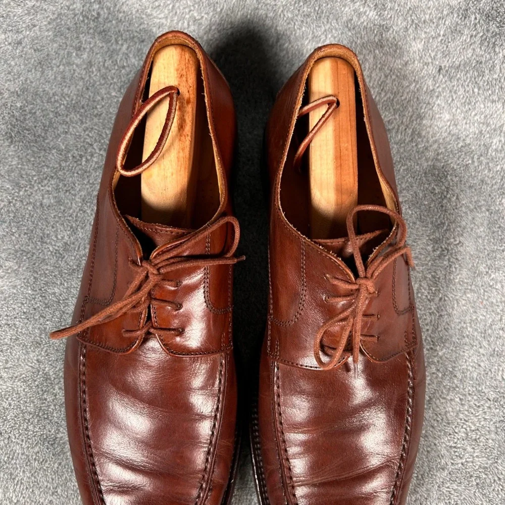 Mercanti Fiorentini Derby Dress Shoes Apron Toe Mens 10.5 M Brown Leather Italy